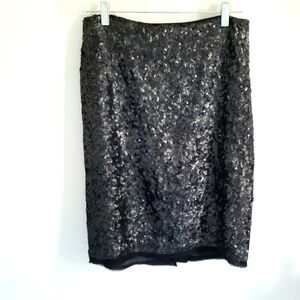 Talbots Sequin  NWOT silk lined black pencil skirt